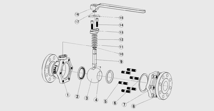 浮動球(qiu)閥結構(gou)圖 浮動(dòng)球閥結(jie)構圖