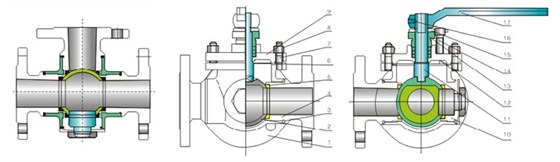 三通球閥産(chan)品結構圖 三通球(qiú)閥産品結構圖