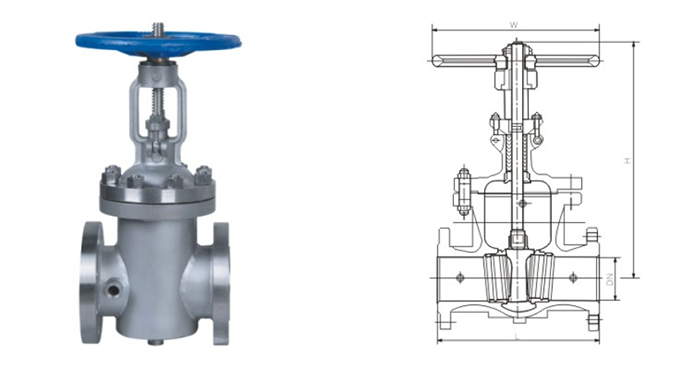 BZ41型(xing)保溫閘閥(fá)産品結構(gòu)圖 BZ41型保溫(wen)閘閥産品(pin)結構圖