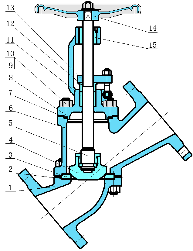 直流(liú)式截止閥結(jie)構圖 直流式(shi)截止閥結構(gou)圖
